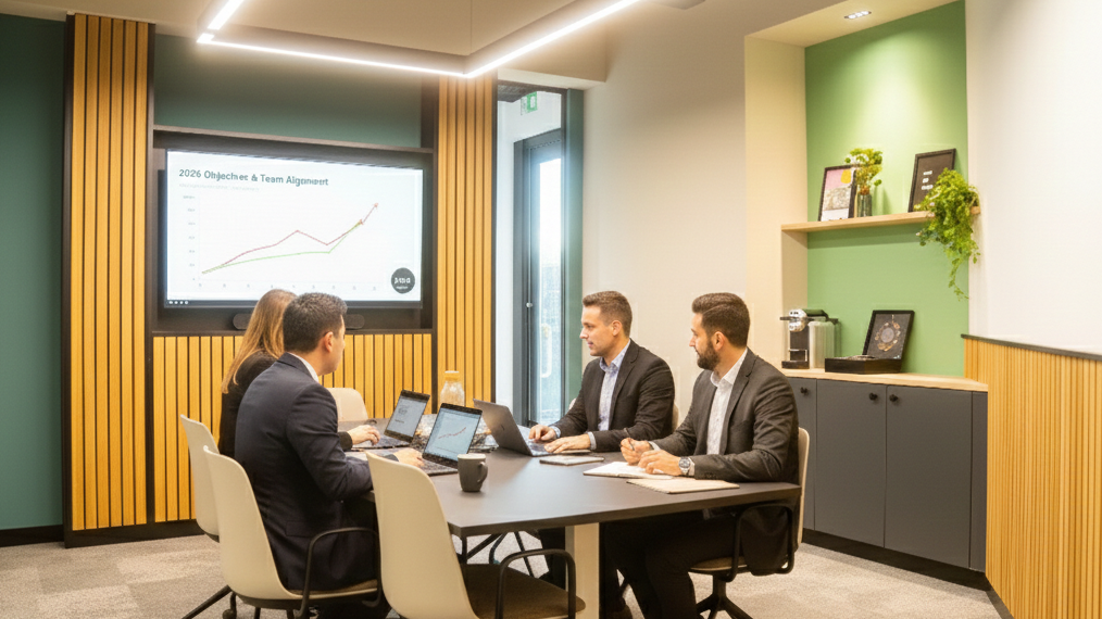 Group of people sat around a meeting room table